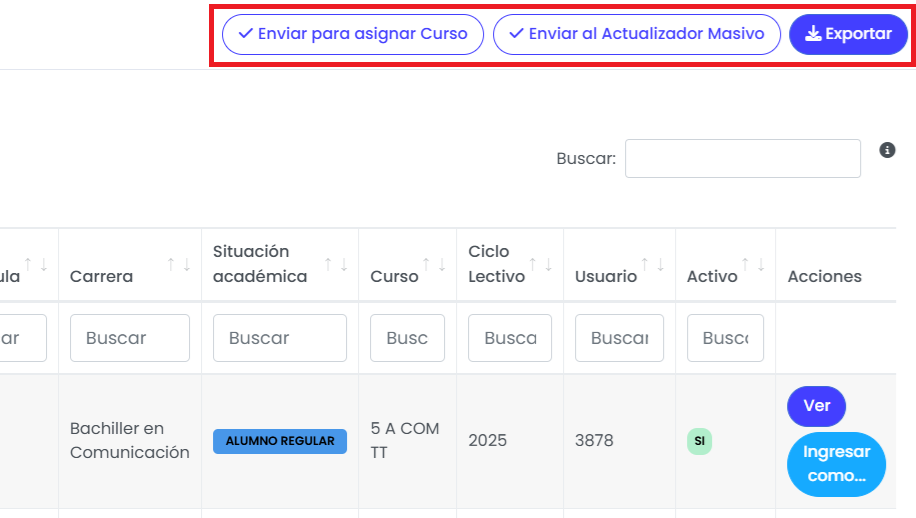 Gestionar información individual o masiva