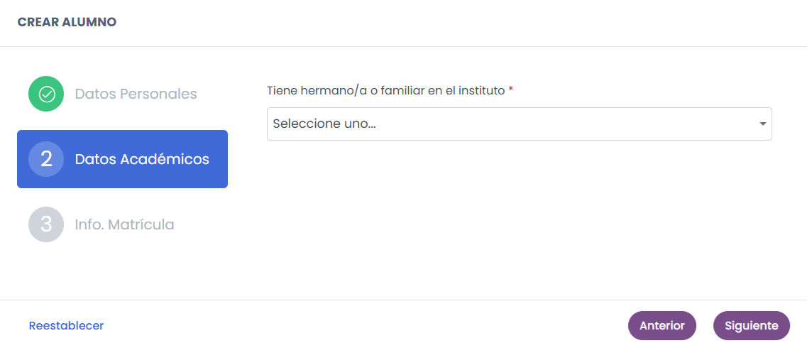 Completar los datos académicos