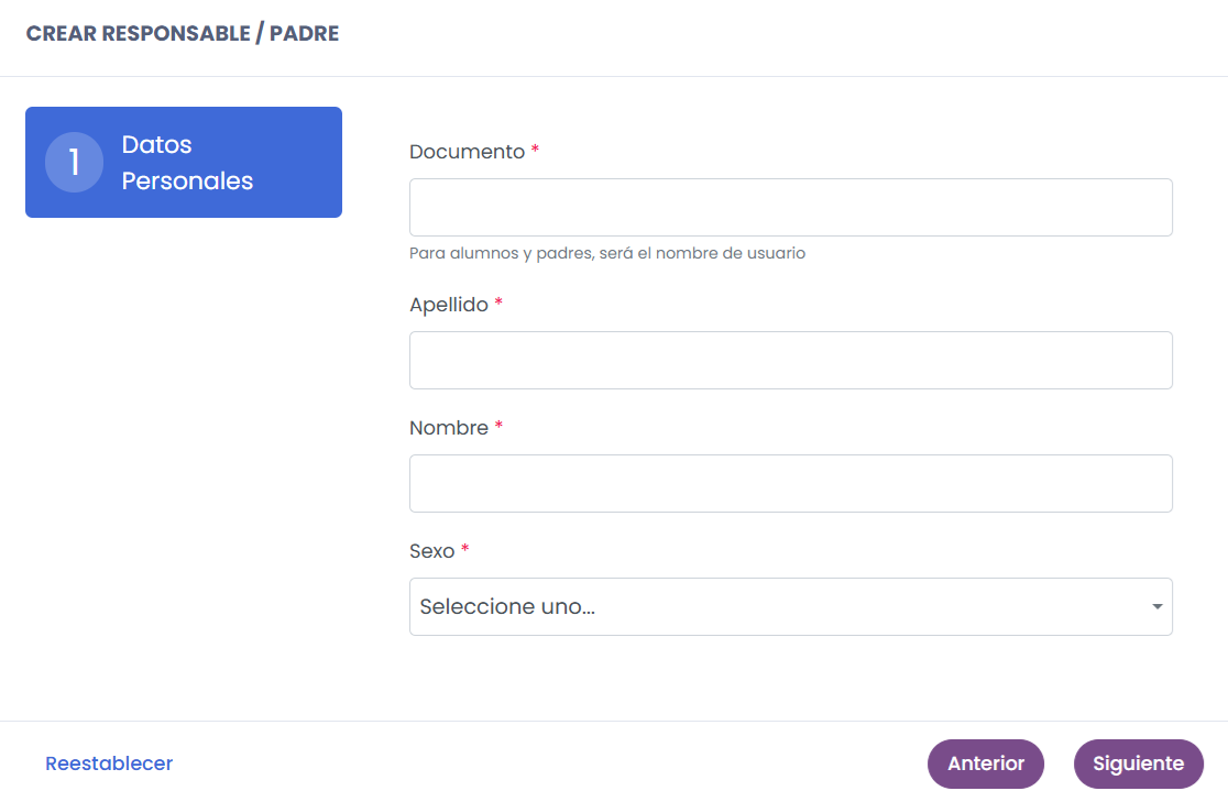 Completar los datos personales