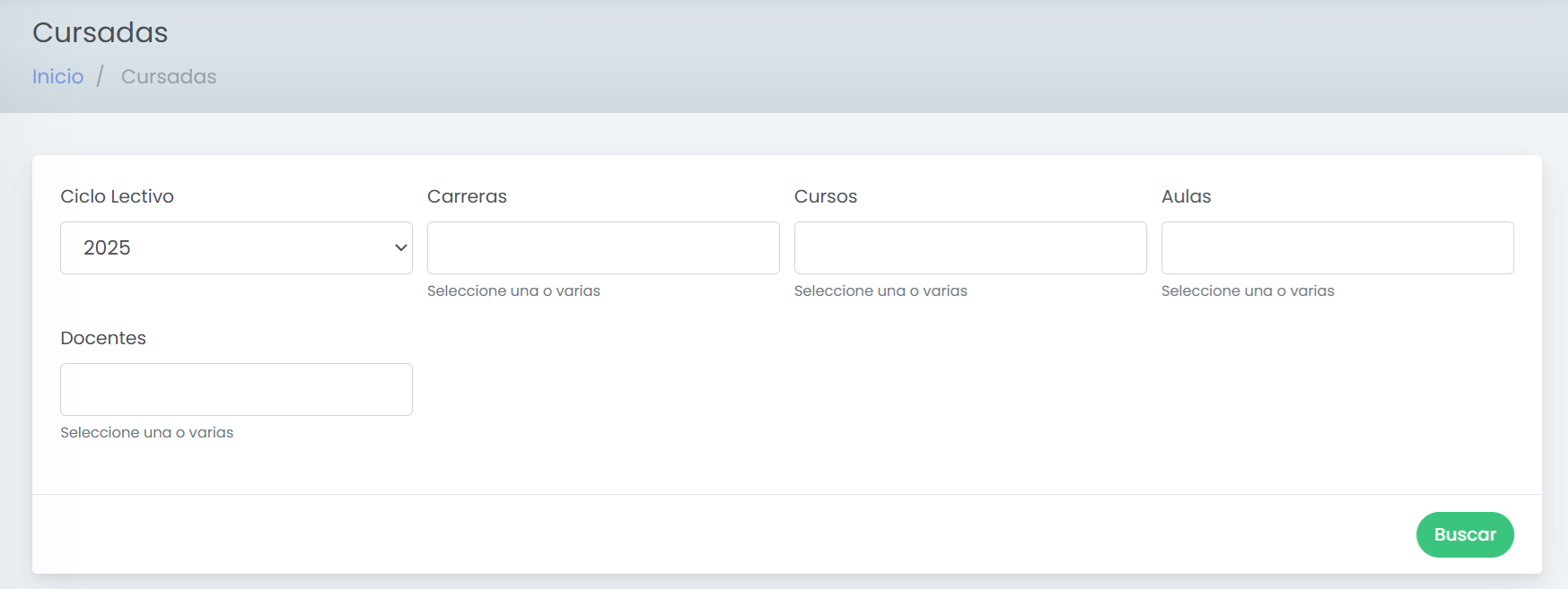 Buscar y filtrar cursadas