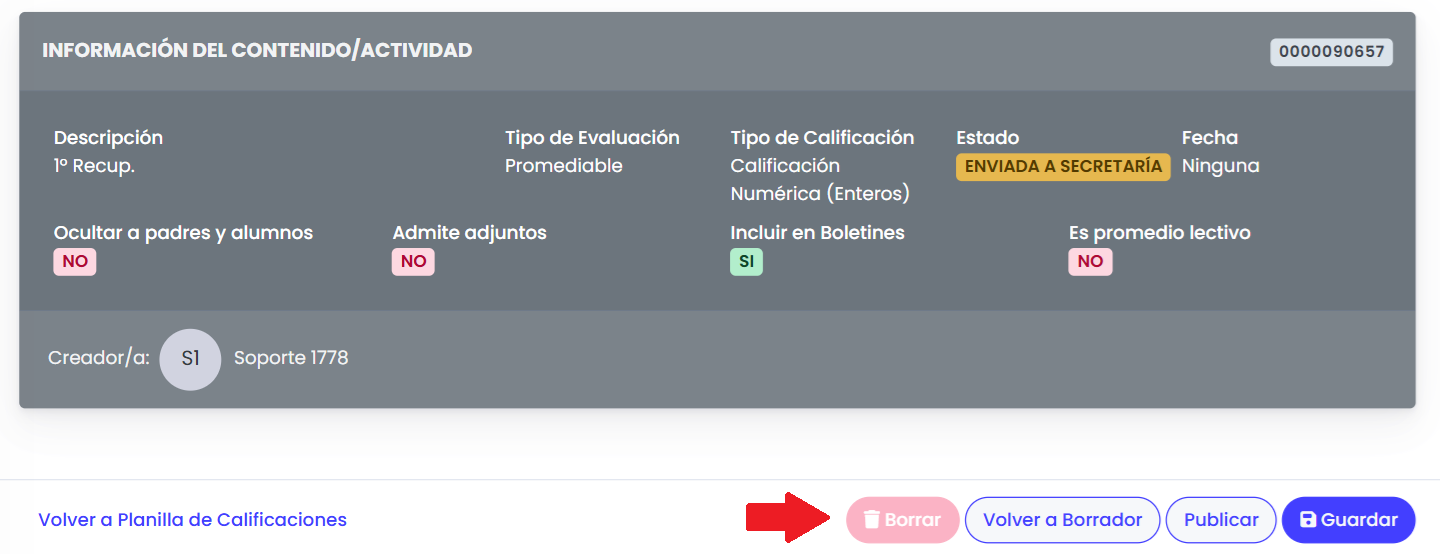 Cambiar el estado de las evaluaciones - opción 2
