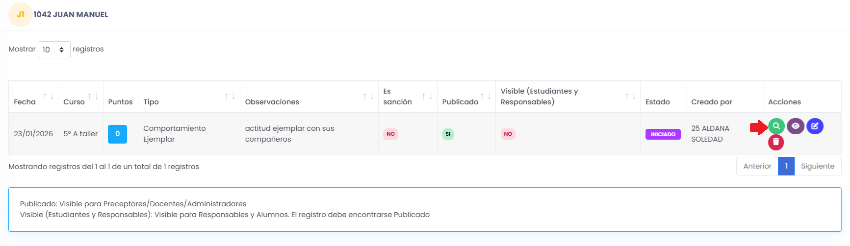 Consulta de seguimientos