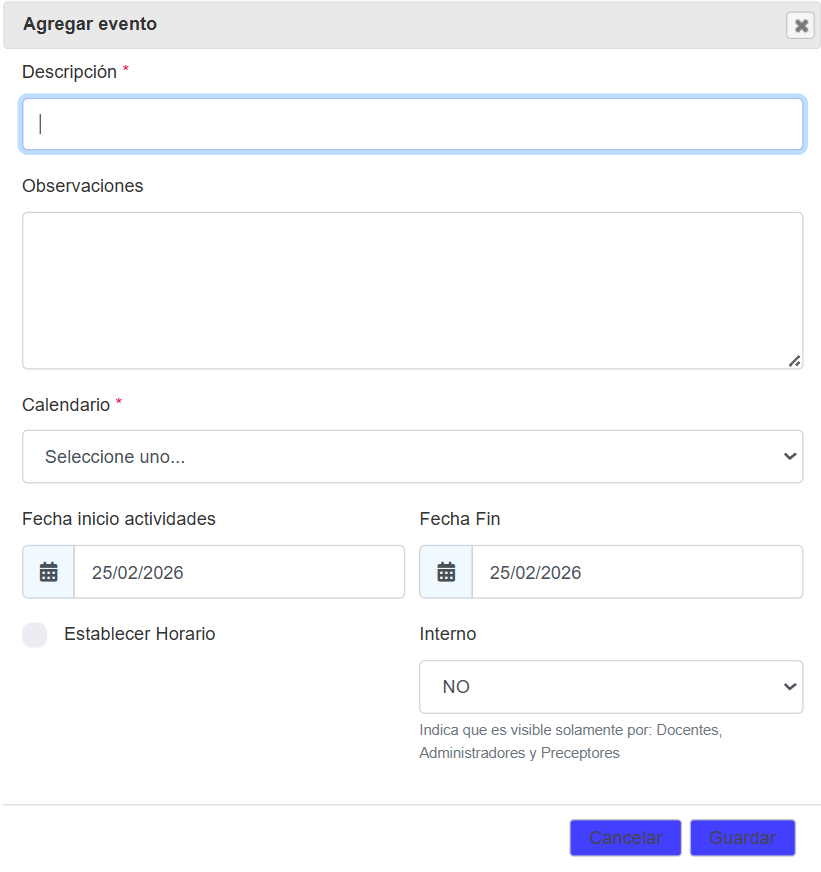 Información del evento