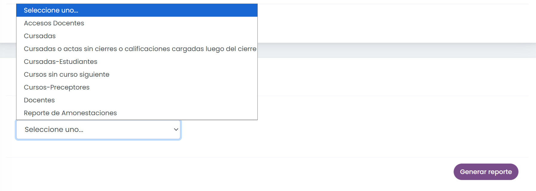 Reportes sobre Gestión académica