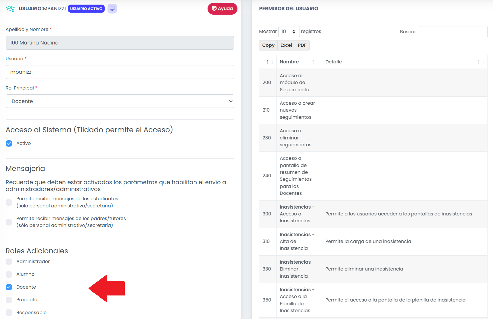 Asignación de rol adicional