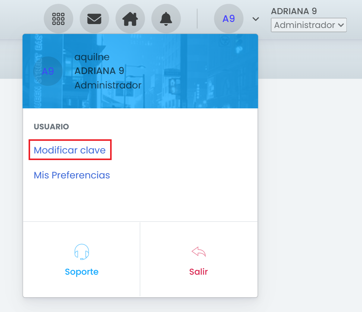 Acceso a la configuración de la cuenta