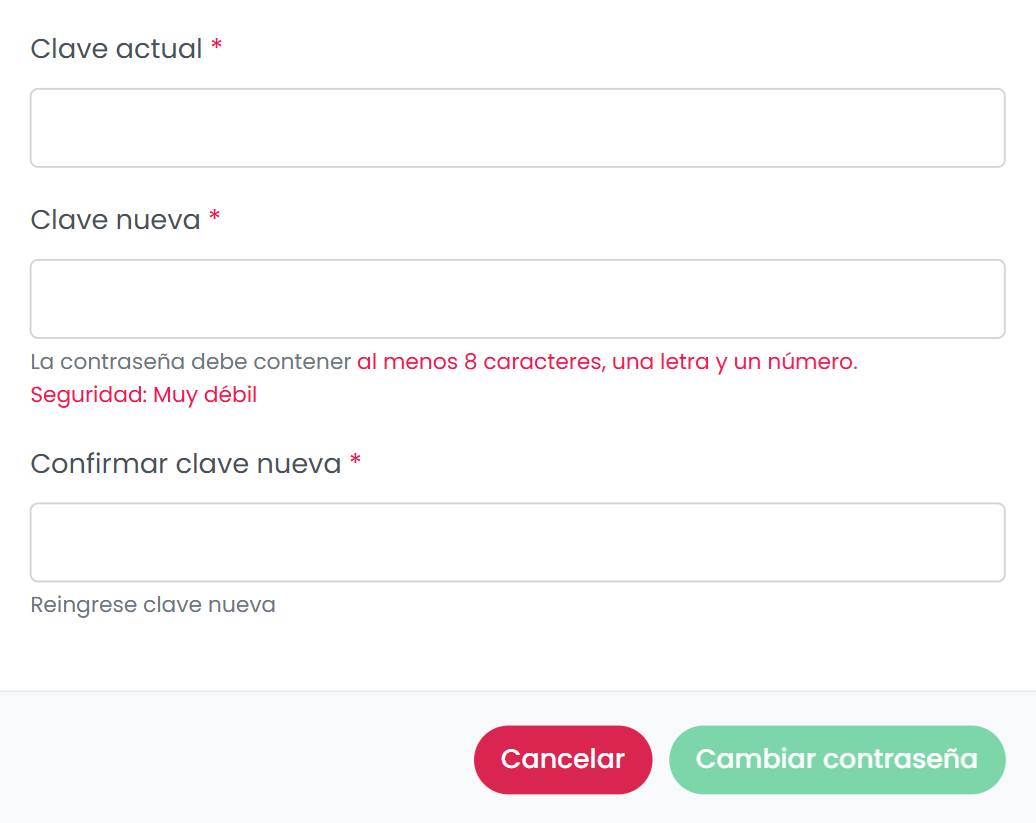 Cambio de contraseña
