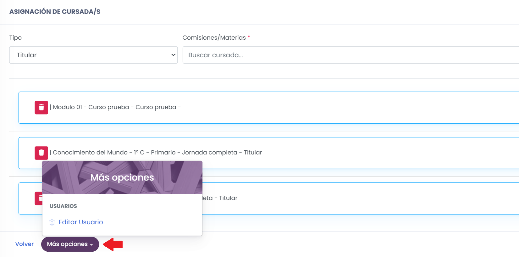 Acceso a la ficha del usuario