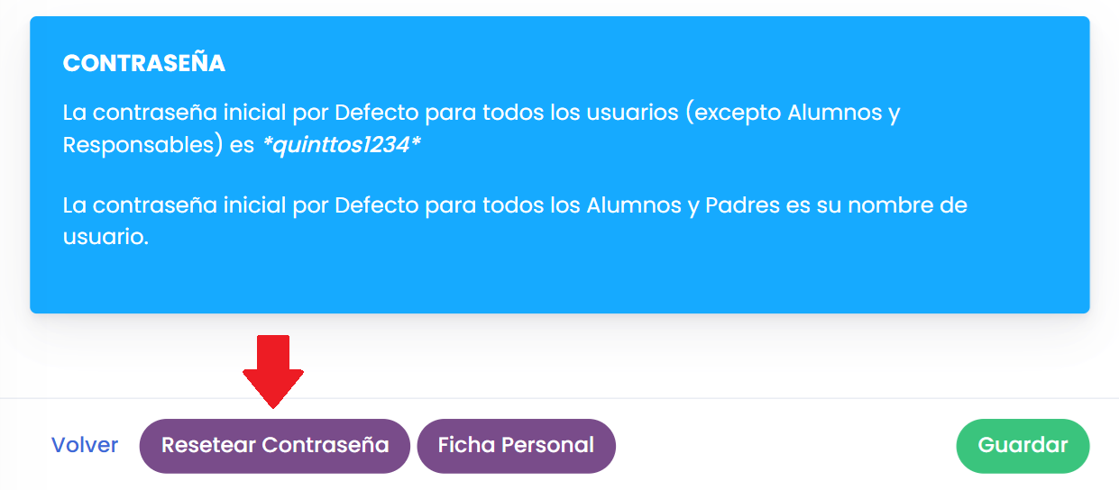 Reseteo de contraseña