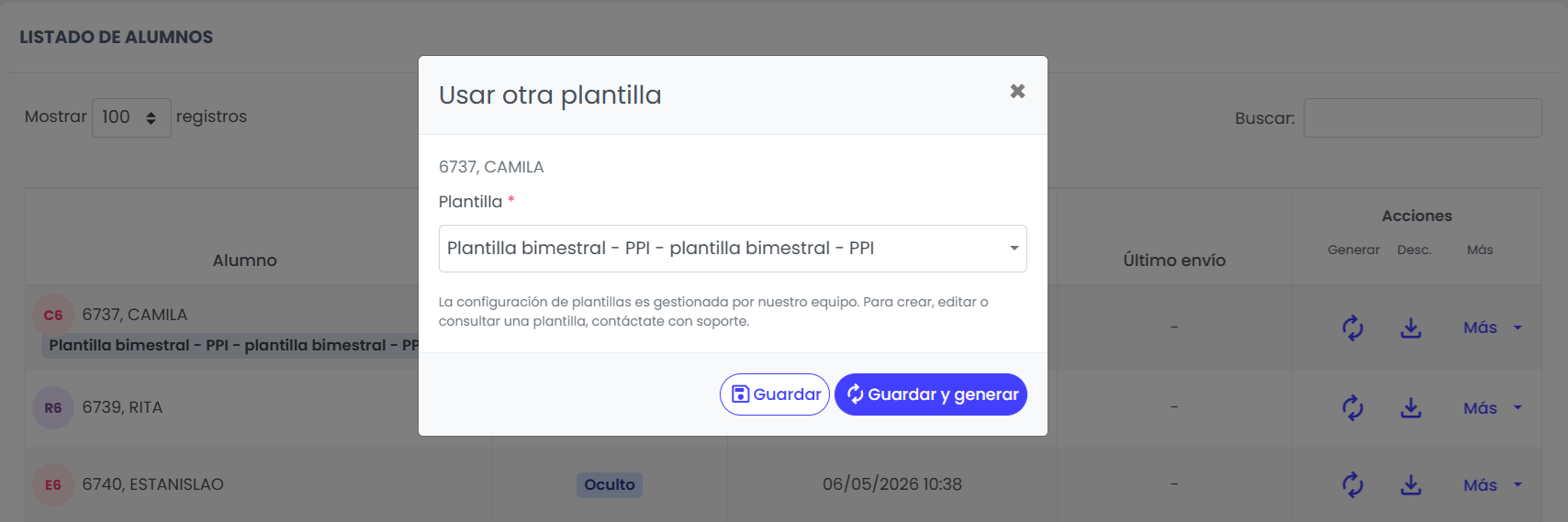 Seleccioná una nueva plantilla