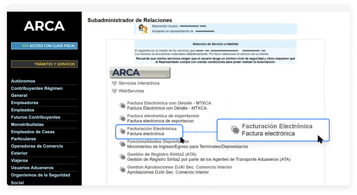 Vinculá el servicio de facturación electrónica