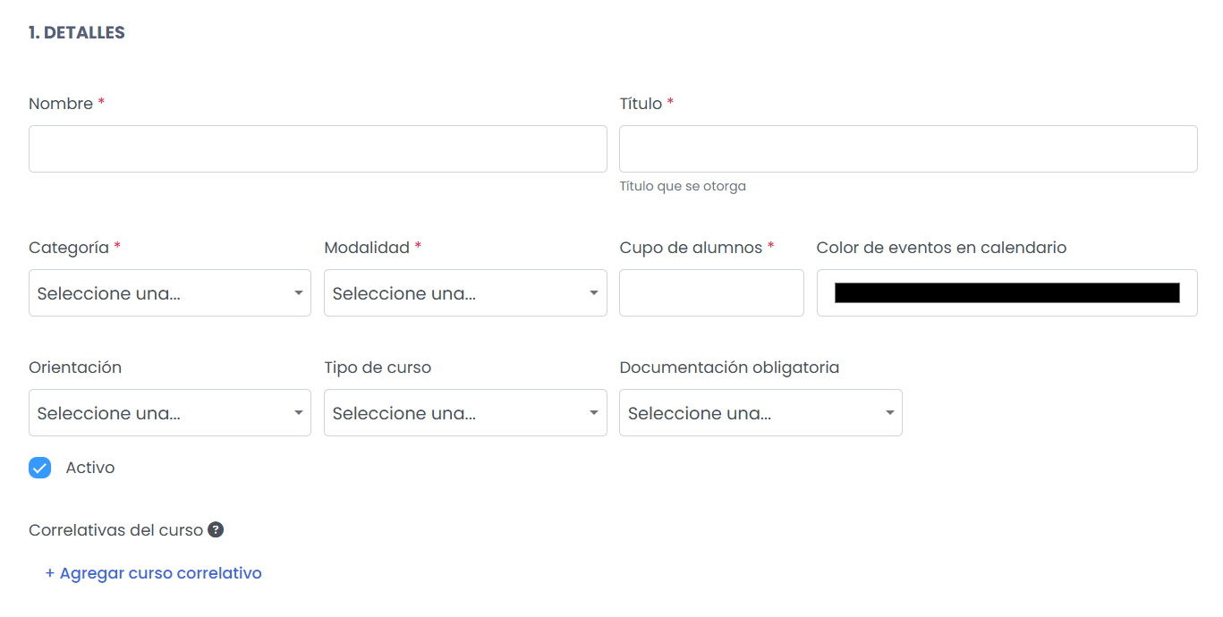 Completá los datos generales