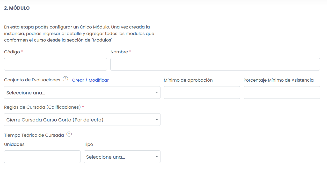 Configurá el primer módulo