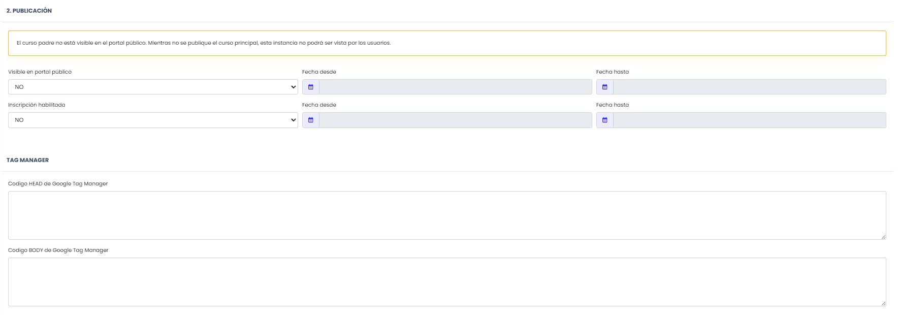 Configurá la publicación