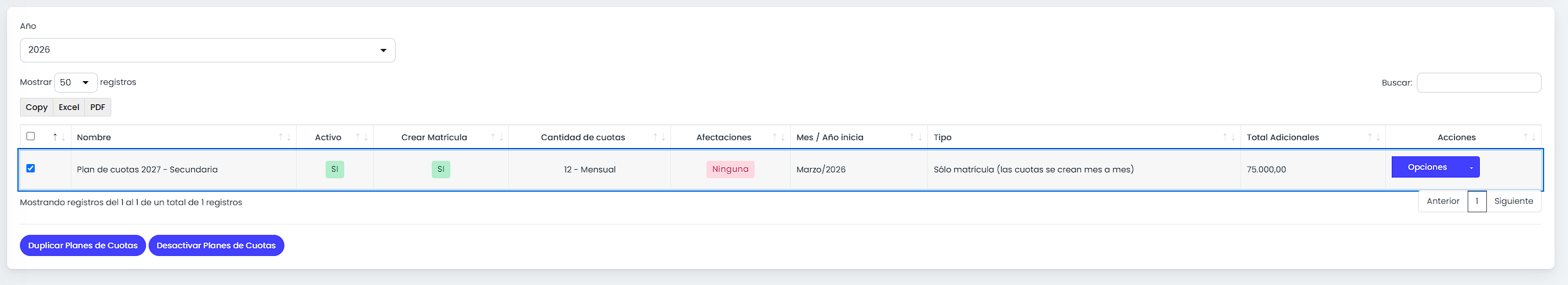 Seleccioná los planes que querés duplicar