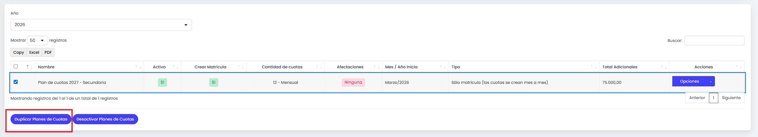 Duplicá los planes seleccionados