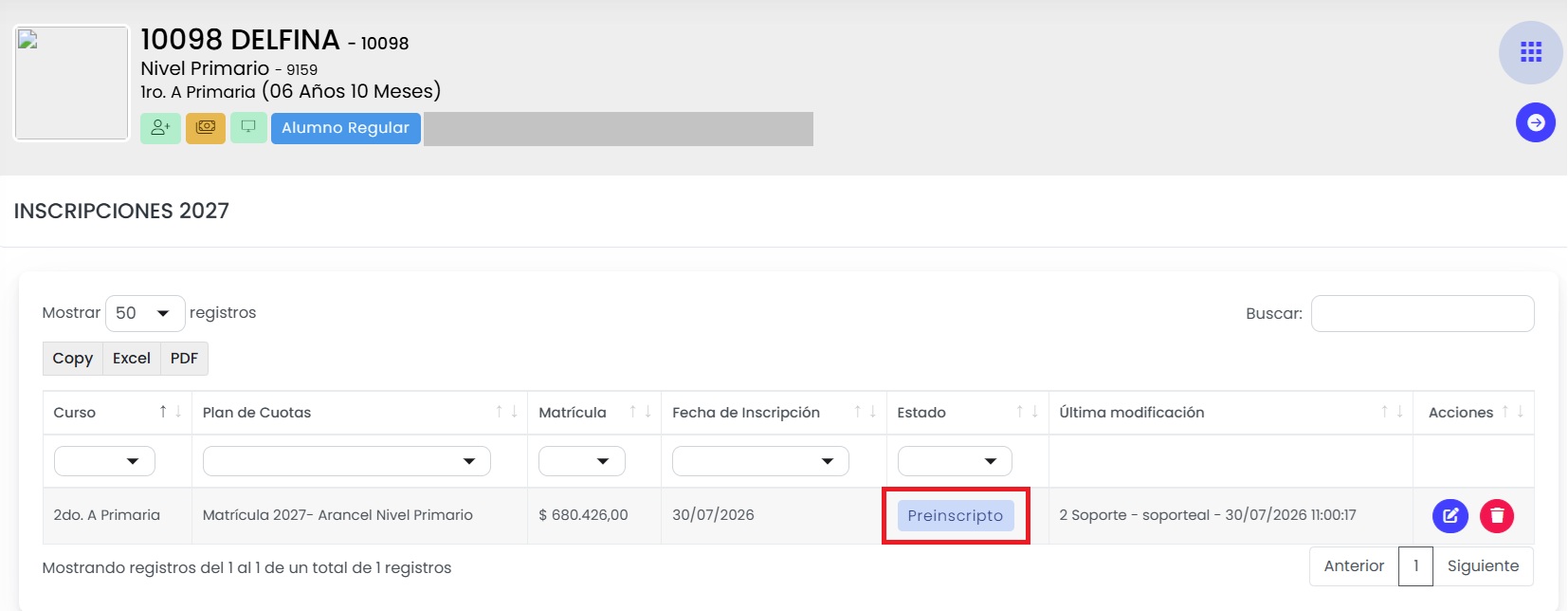 Confirmá la reinscripción.