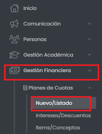 Ingresá a los listados de Planes de Cuotas.