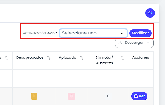Actualizar el estado de evaluaciones