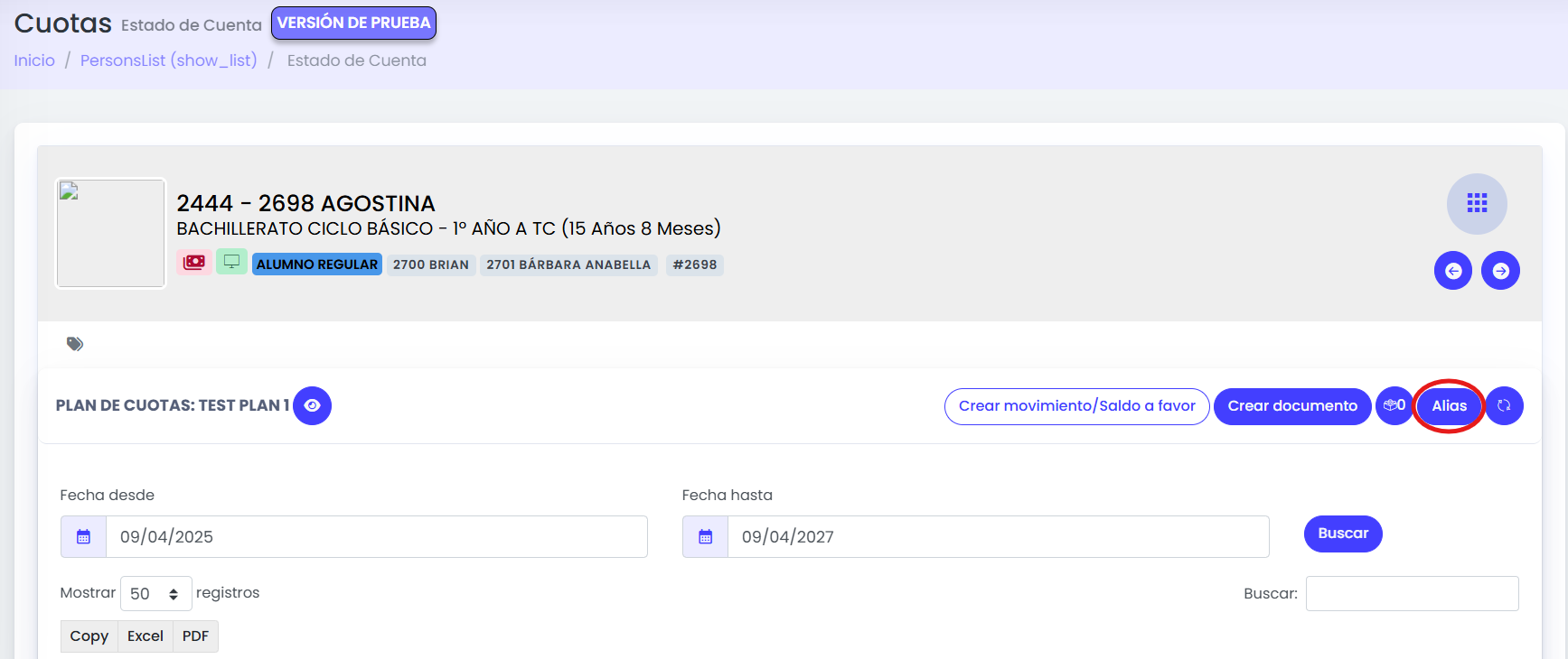Consultá el Alias como administrador