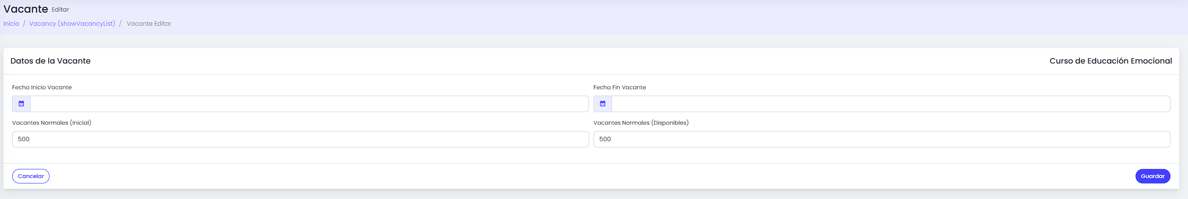 Configurá las fechas y el cupo.