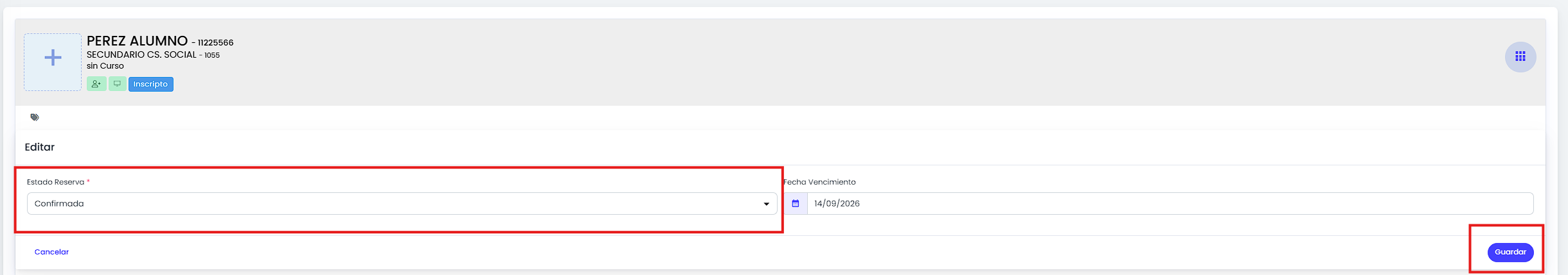 Accedé a la sección Reservas.