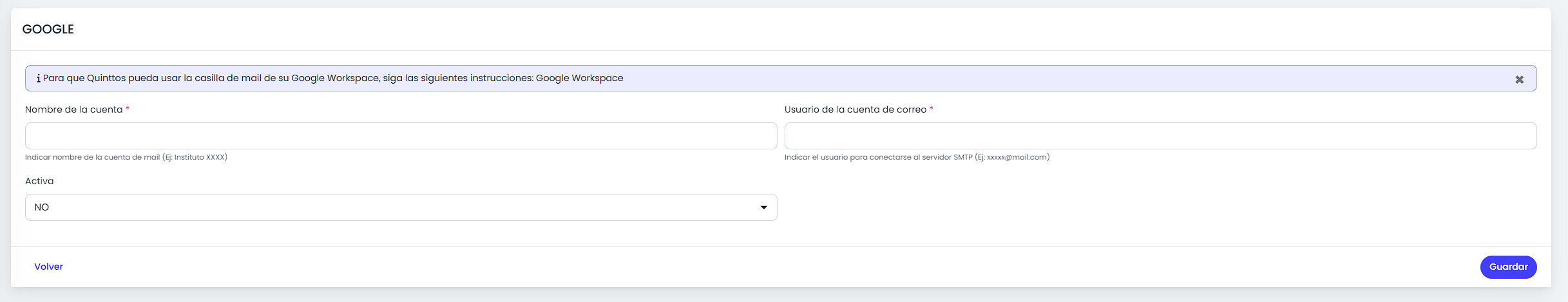 Si utilizás Google Workspace, realizá la configuración previa